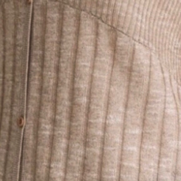 TAN LONGLINE V-NECK MAXI CARDIGAN SWEATER - Picture 8 of 9